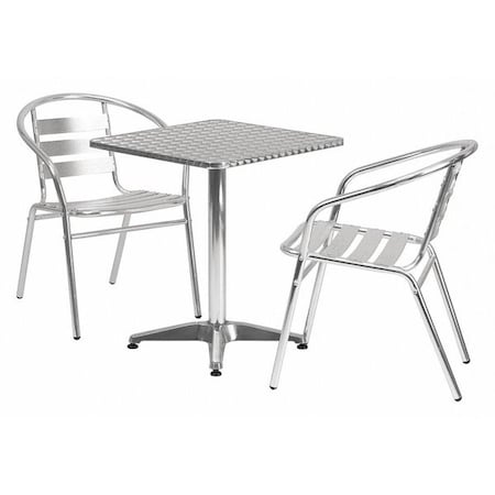 Square Table Set, Aluminum, Plastic, Stainless Steel, Grey MPN:TLH-ALUM-24SQ-017BCHR2-GG