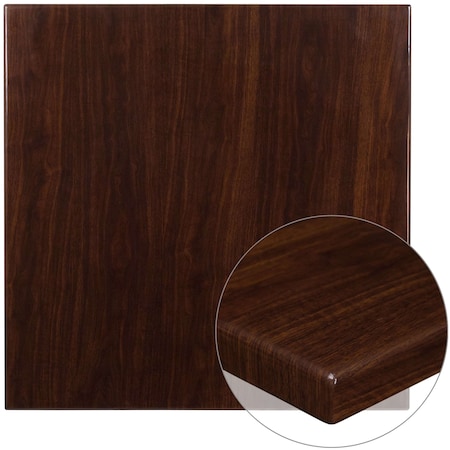 Square Square High-Gloss Walnut Resin Table Top, 36