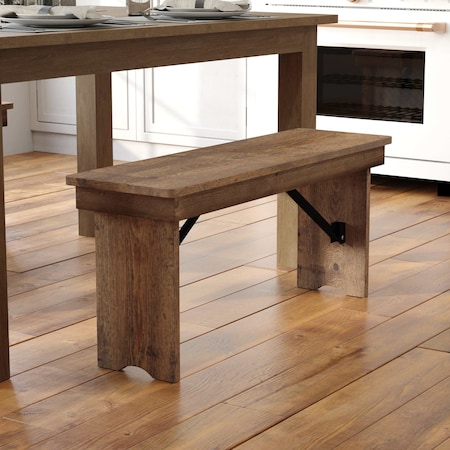 HERCULES Series 40'' x 12'' Antique Rustic Solid Pine Folding Farm Bench MPN:XA-B-40X12-GG