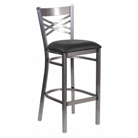 Restaurant Barstool, Metal X Bck, Blk Vny MPN:XU-6F8B-CLR-BAR-BLKV-GG