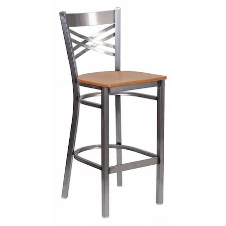 Restaurant Barstool, Metal X Bck, Nat Woo MPN:XU-6F8B-CLR-BAR-NATW-GG
