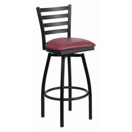 Restaurant Stool, Ladder Back, Burg Seat MPN:XU-6F8B-LADSWVL-BURV-GG