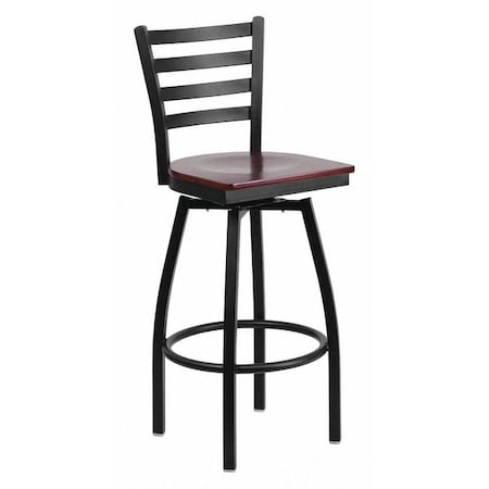 Restaurant Stool, Ladder Back, Mah Seat, Material: Wood MPN:XU-6F8B-LADSWVL-MAHW-GG