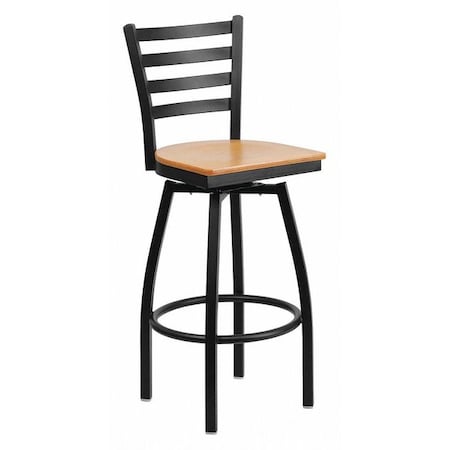 Restaurant Stool, Ladder Back, Nat Seat, Seat Height Range: 30-1/4