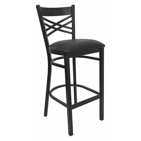 Restaurant Stool, X Back, Black Seat MPN:XU-6F8BXBK-BAR-BLKV-GG
