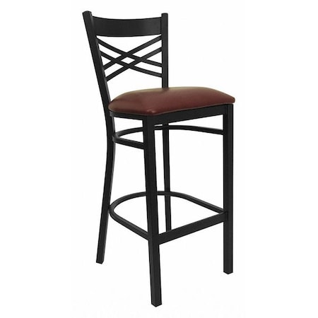 Restaurant Stool, X Back, Burgundy Seat MPN:XU-6F8BXBK-BAR-BURV-GG