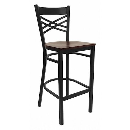 Restaurant Stool, X Back, Mahogany Seat MPN:XU-6F8BXBK-BAR-MAHW-GG