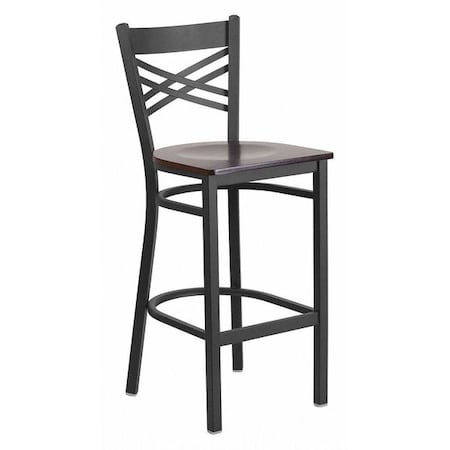 Restaurant Stool, X Back, Walnut Seat MPN:XU-6F8BXBK-BAR-WALW-GG
