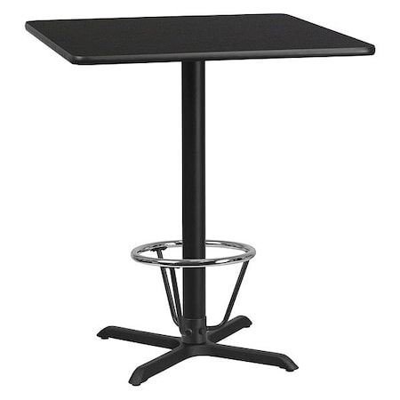 Square Laminate Table, Laminate, Wood Grain MPN:XU-BLKTB-3636-T3030B-3CFR-GG
