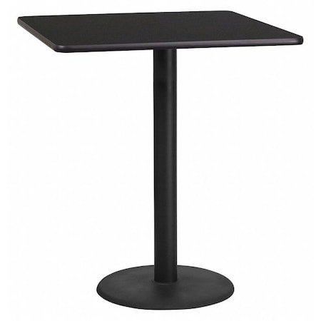 Square Laminate Table, Laminate Top, Wood Grain MPN:XU-BLKTB-3636-TR24B-GG