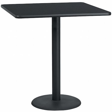 Square Laminate Table, Laminate Top, Wood Grain MPN:XU-BLKTB-4242-TR24B-GG