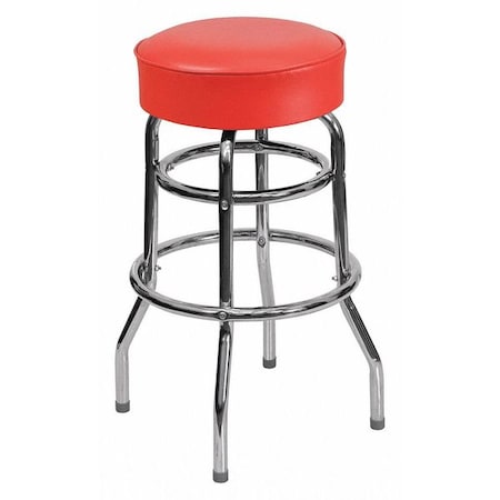 Double Ring Chrome Stool, Red Seat MPN:XU-D-100-RED-GG