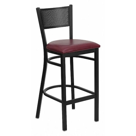 Restaurant Stool, Grid Back, Burgundy Sea MPN:XU-DG-60116-GRD-BAR-BURV-GG