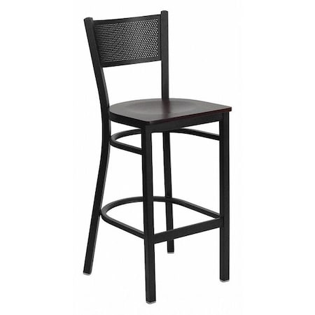 Restaurant Stool, Grid Back, Mahogany Sea MPN:XU-DG-60116-GRD-BAR-MAHW-GG
