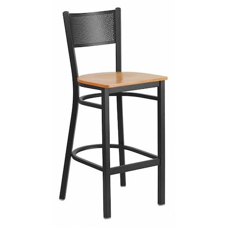 Restaurant Stool, Grid Back, Natural Seat MPN:XU-DG-60116-GRD-BAR-NATW-GG