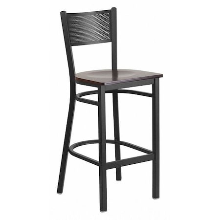 Restaurant Stool, Grid Back, Walnut Seat MPN:XU-DG-60116-GRD-BAR-WALW-GG