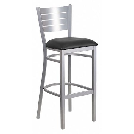 Barstool, Slat Back, Silver w/Black Seat MPN:XU-DG-60402-BAR-BLKV-GG