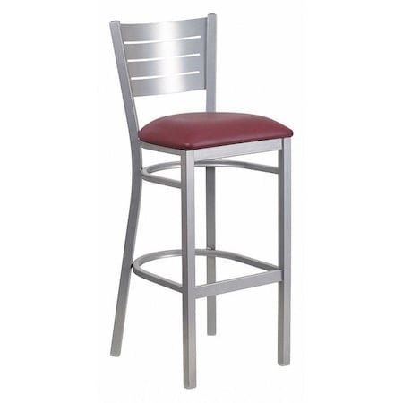 Barstool, Slat Back, Slvr w/Burgundy Seat MPN:XU-DG-60402-BAR-BURV-GG