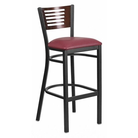 Slat Stool, Blk/Walnut, Burgundy Vnyl Sea MPN:XU-DG-6H1B-WAL-BAR-BURV-GG