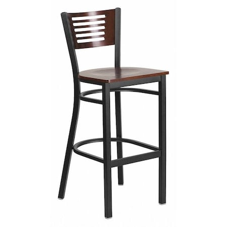 Slat Stool, Blk/Walnut, Wood Seat MPN:XU-DG-6H1B-WAL-BAR-MTL-GG