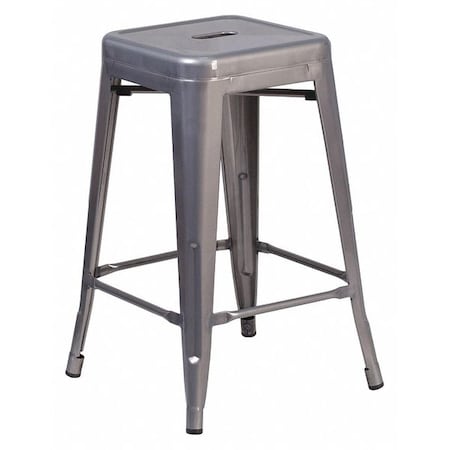 Clear Backless Metal Stool, 24