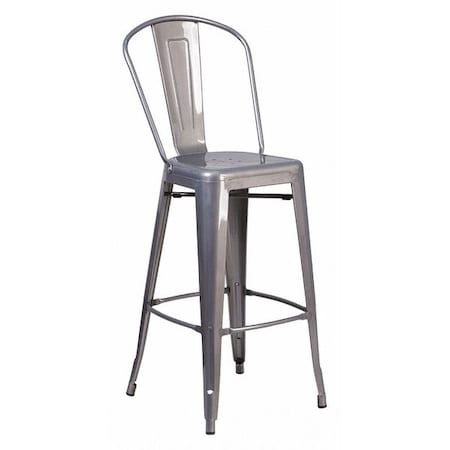 Lincoln 30'' High Silver Antique Finish with Clear Coat Indoor Barstool with Back MPN:XU-DG-TP001B-30-GG