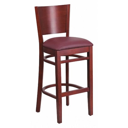 Barstool, Solid Back, Mah Wood, Burg Vinyl MPN:XU-DG-W0094BAR-MAH-BURV-GG