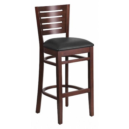 Wood Barstool, Walnut, Slat Back, Blk Viny MPN:XU-DG-W0108BBAR-WAL-BLKV-GG