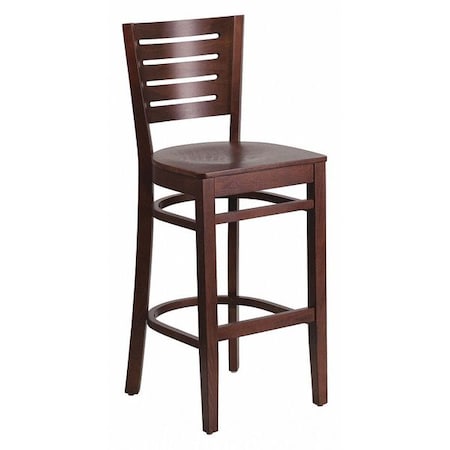 Wood Barstool, Walnut, Slat Back MPN:XU-DG-W0108BBAR-WAL-WAL-GG