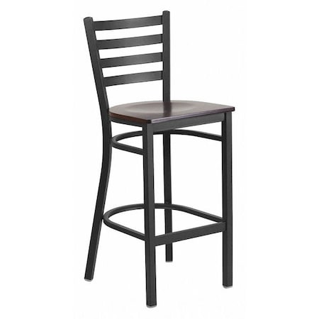 Restaurant Stool, Ladder Back, Wal Seat MPN:XU-DG697BLAD-BAR-WALW-GG