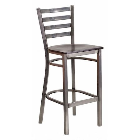 Barstool, Ladder Back, Clr w/Walnut Seat MPN:XU-DG697BLAD-CLR-BAR-WALW-GG