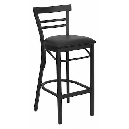 Restaurant Stool, Ladder Back, Blk Seat MPN:XU-DG6R9BLAD-BAR-BLKV-GG