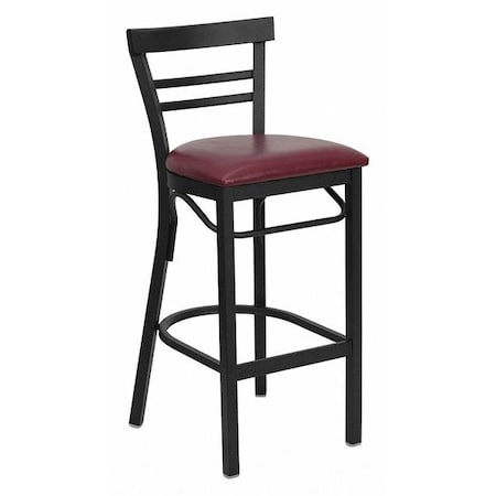 Restaurant Stool, Ladder Back, Burg Seat MPN:XU-DG6R9BLAD-BAR-BURV-GG