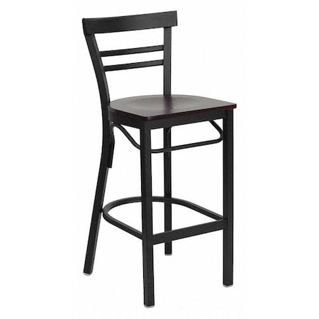 Restaurant Stool, Ladder Back, Mah Seat, Material: Steel MPN:XU-DG6R9BLAD-BAR-MAHW-GG
