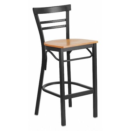 Restaurant Stool, Ladder Back, Nat Seat, Seat Material: Wood MPN:XU-DG6R9BLAD-BAR-NATW-GG