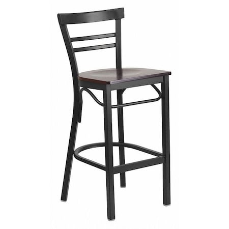 Restaurant Stool, Ladder Back, Wal Seat MPN:XU-DG6R9BLAD-BAR-WALW-GG
