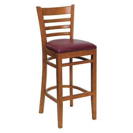 Stool, Ladder Back, Cherry Wd w/Burg Viny MPN:XU-DGW0005BARLAD-CHY-BURV-GG