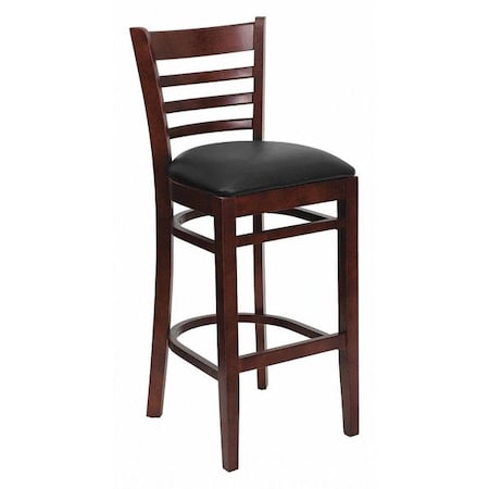 Barstool, Ladder Back, Mah Wood, Blk Vinyl MPN:XU-DGW0005BARLAD-MAH-BLKV-GG