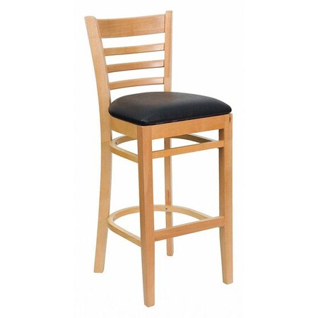 Barstool, Natural Wood, Black Vinyl Seat, Weight Capacity: 800 lb. MPN:XU-DGW0005BARLAD-NAT-BLKV-GG
