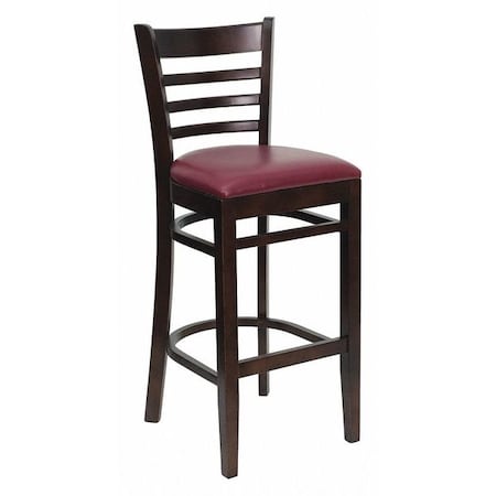 Wood Barstool, Walnt, Ladder Bck, Burg Vny MPN:XU-DGW0005BARLAD-WAL-BURV-GG