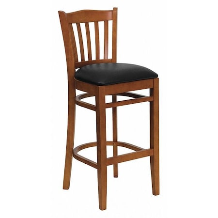 Stool, Vert Slat Bck, Cherry Wd w/Blk Vny MPN:XU-DGW0008BARVRT-CHY-BLKV-GG