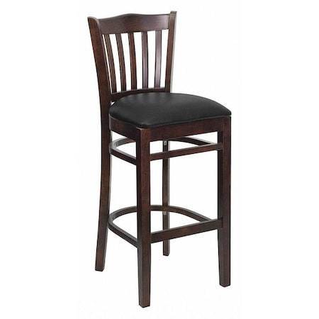 Wood Brstool, Wal, Vrtcl Slat Bck, Blk Vny MPN:XU-DGW0008BARVRT-WAL-BLKV-GG