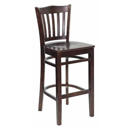 Wood Barstool, Walnut, Vertical Slat Back MPN:XU-DGW0008BARVRT-WAL-GG