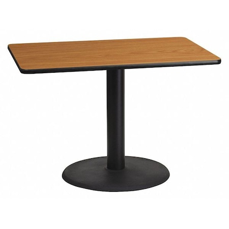Rectangle Ntural Lam Table, Rect w/Rnd Base, 30