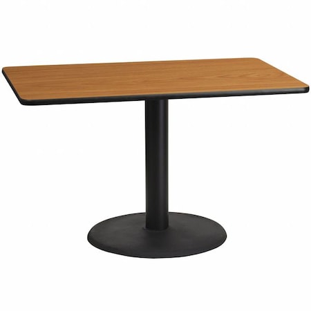 Rectangle Ntural Lam Table, Rect w/Rnd Base, 30