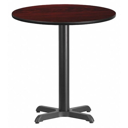 Round Mahogany Laminate Table w/Rnd Base, 24