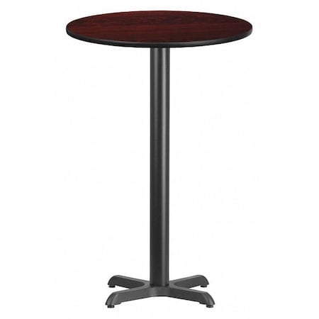 Round Mahogany Laminate Table w/Rnd Base, 24