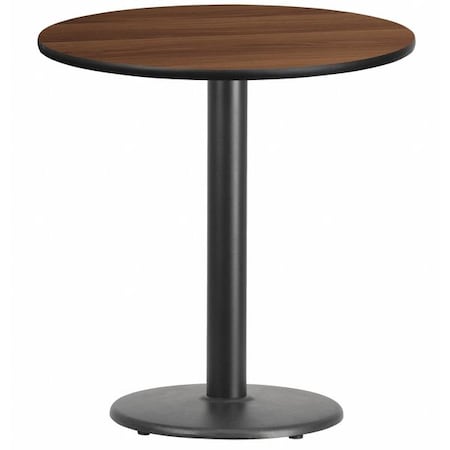 Round Walnut Lmnt Table Top, Round w/Base, 24