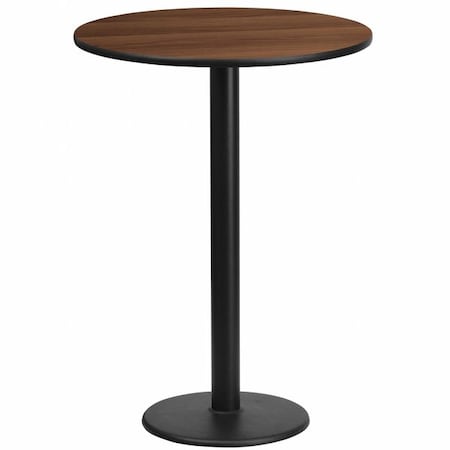 Round Walnut Lmnt Table Top, Round w/Base, 24
