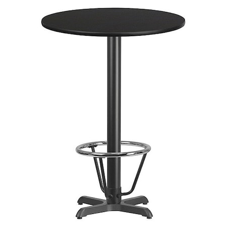 Round Laminate Table, Laminate, Wood Grain MPN:XU-RD-30-BLKTB-T2222B-3CFR-GG